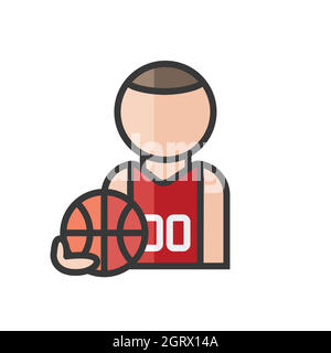 Male basketball player avatar. Man playing sport. Profile user, person. People icon. Vector illustration Stock Vector
