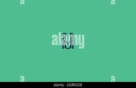 letters hu design with negative space effect for illustration use Stock Vector