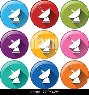Icons with satellite signals Stock Vector