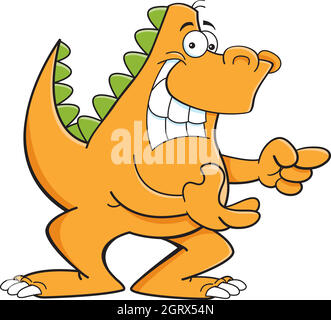 Cartoon illustration of a dinosaur pointing. Stock Vector