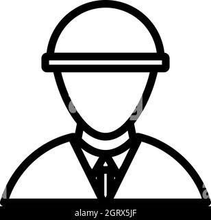 Icon Of Construction Worker Head In Helmet Stock Vector