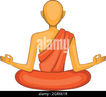 Buddhist monk icon, cartoon style Stock Vector