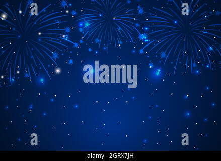 Wallpaper theme of fireworks in dark sky Stock Vector