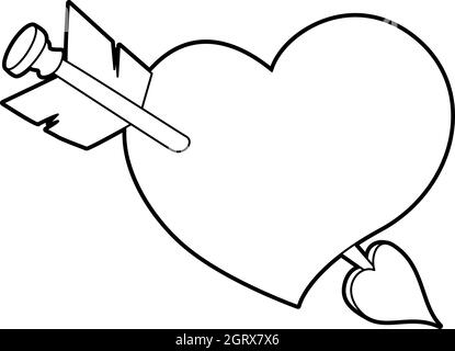 Heart with arrow icon, outline style Stock Vector