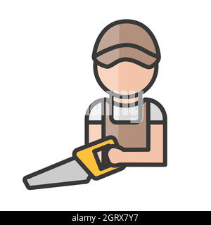 Carpenter avatar. Man working. Profile user, person. People icon. Vector illustration Stock Vector