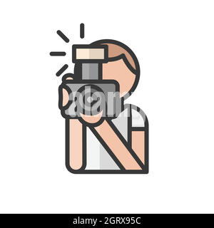 Male photographer avatar. Profile user, person. People icon. Vector illustration Stock Vector