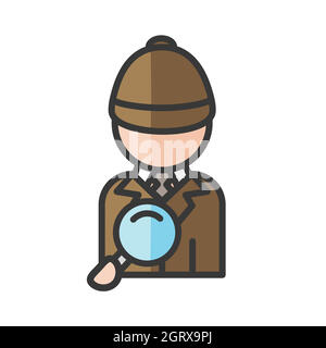 Detective avatar. Profile user, person. People icon. Vector illustration Stock Vector