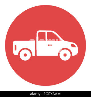 Pickup car flat vector white glyph icon isolated Stock Vector