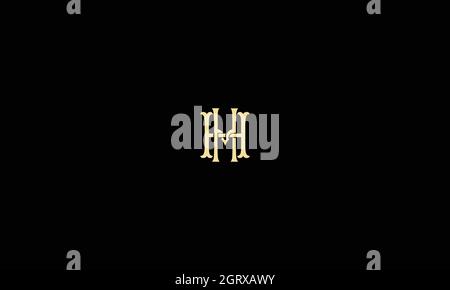 letters hh logo design with negative space effect for illustration use Stock Vector