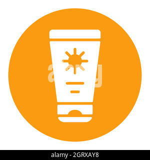 Sunscreen cream in tube flat vector white glyph icon Stock Vector