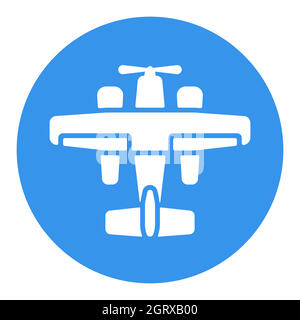 Small amphibian seaplane, plane flat vector white glyph icon Stock Vector