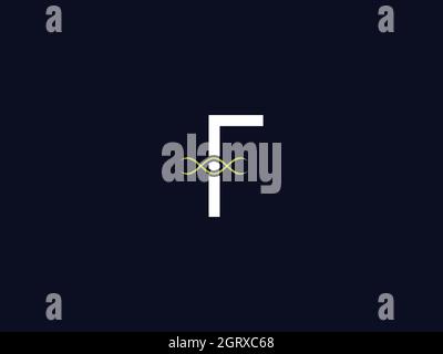 letter f logo design with ribbon icon for illustration use Stock Vector