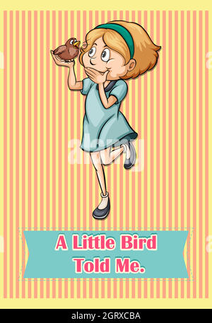 Idiom little bird told me Stock Vector