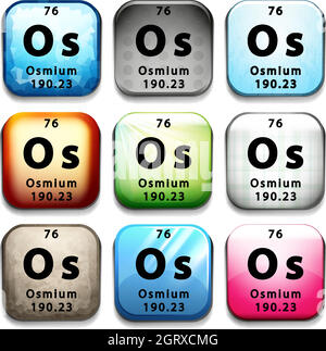 A button with the chemical Osmium Stock Vector