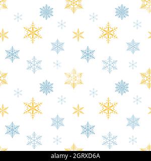 Snowflakes seamless pattern. Christmas endless background. Snowfall repeated backdrop. Vector illustration isolated on white Stock Vector