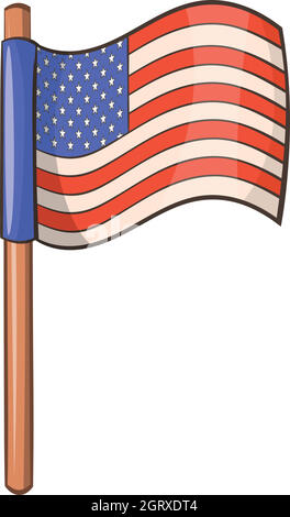 American flag icon, cartoon style Stock Vector