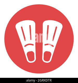 Diving flippers flat vector white glyph icon. Summer sign Stock Vector