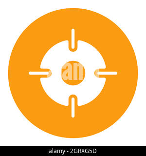Crosshairs target destination vector white glyph icon. Navigation sign Stock Vector