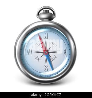 3D realistic vector compass icon. Isolated on white background. Stock Vector