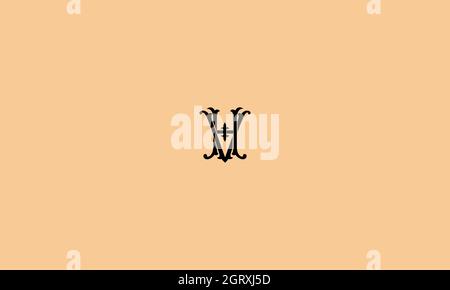 letters hv design with negative space effect for illustration use Stock Vector