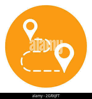 Route vector flat isolated white glyph icon. Navigation sign Stock Vector
