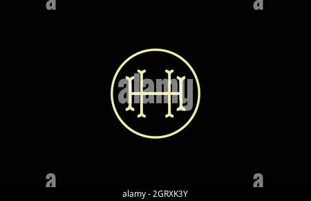 letters hh logo design with negative space effect for illustration use Stock Vector