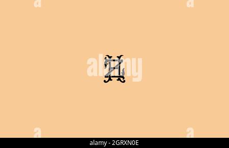 letters hz logo design with negative space effect for illustration use Stock Vector