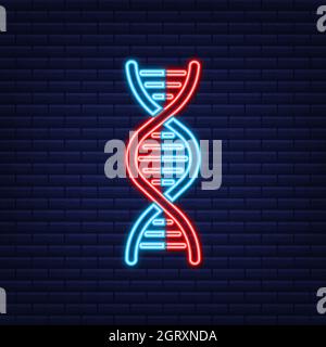 DNA Badge, icon, stamp, logo on dark background. Vector illustration. Stock Vector