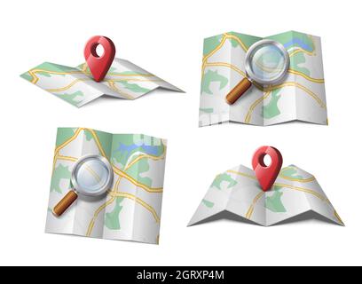 paper map guide with arrow vector illustration design Stock Vector ...