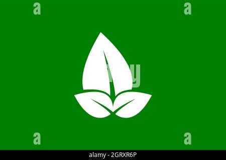 Leaf logo design. with white color isolated on green background. Creative and modern logo flat design. Vector icon. Stock Vector