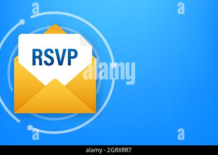 RSVP mail icon. Please respond to mail linear sign. Vector stock illustration. Stock Vector