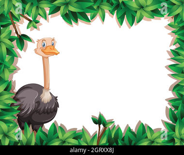 An ostrich on nature frame Stock Vector