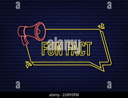 Fun fact neon icon on dark background. Vector stock illustration. Stock Vector