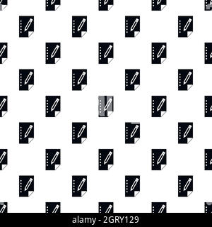 Sheet of paper and pencil pattern, simple style Stock Vector