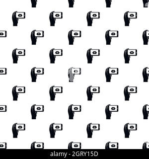 Woman taking photo of lips pattern, simple style Stock Vector