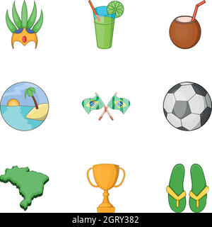 Brazilian traditional symbol icons set Stock Vector