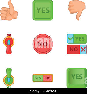 Right and wrong signs icons set, cartoon style Stock Vector