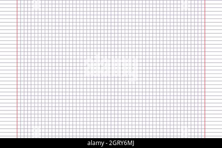 Graph paper. Printable squared grid paper with color horizontal lines. Geometric background for school, textures, notebook, diary. Realistic lined Stock Vector