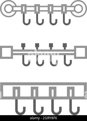 Vector towel hanger icon set in flat. Stock Vector