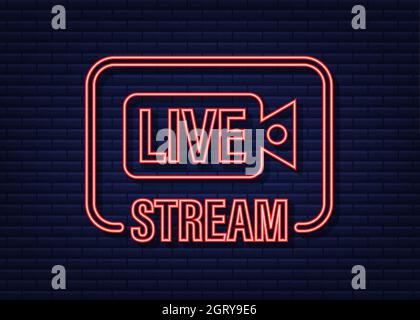 Live stream logo. Neon icon. Stream interface. Vector stock ...