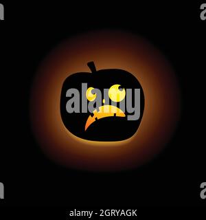 Glowing halloween pumpkins. Scary and funny faces. Cute Pumpkin or ghost. Vector autumn holidays illustration Stock Vector