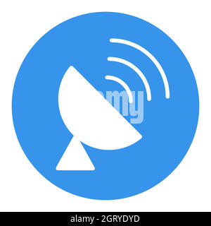Sputnik antenna vector white glyph icon. Navigation sign Stock Vector