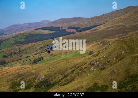 Mach Loop ,Wales August 07 2021, USAF CV-22 Osprey flying through the Mach Stock Photo