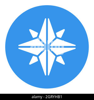 Wind rose vector flat white glyph icon. Navigation sign Stock Vector