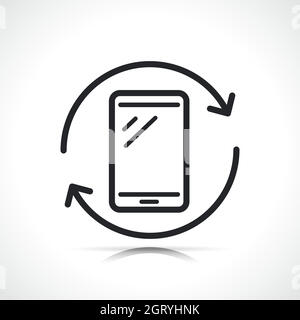 smartphone and arrows lline icon Stock Vector