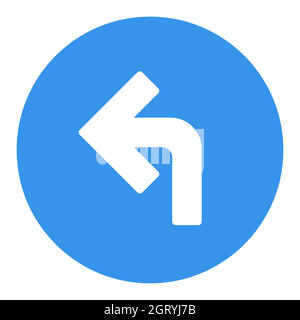 Turn left arrow vector white glyph icon. Navigation sign Stock Vector