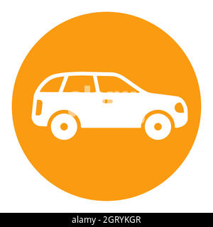 Station wagon flat vector white glyph icon isolated Stock Vector