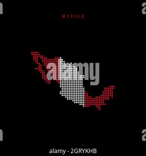 Dotted Map of Mexico. Simple Silhouette of Mexico. The National Flag of ...
