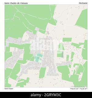 Saint-Paulet-de-Caisson, Gard, France, Occitanie, N 44 15' 45'', E 4 35' 50'', map, Timeless Map published in 2021. Travelers, explorers and adventurers like Florence Nightingale, David Livingstone, Ernest Shackleton, Lewis and Clark and Sherlock Holmes relied on maps to plan travels to the world's most remote corners, Timeless Maps is mapping most locations on the globe, showing the achievement of great dreams Stock Photo