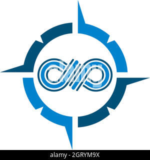 infinity compass logo vector tempate ilustration Stock Vector